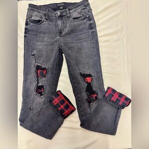 Judy Blue Black Buffalo Patch Skinny Fit Jeans